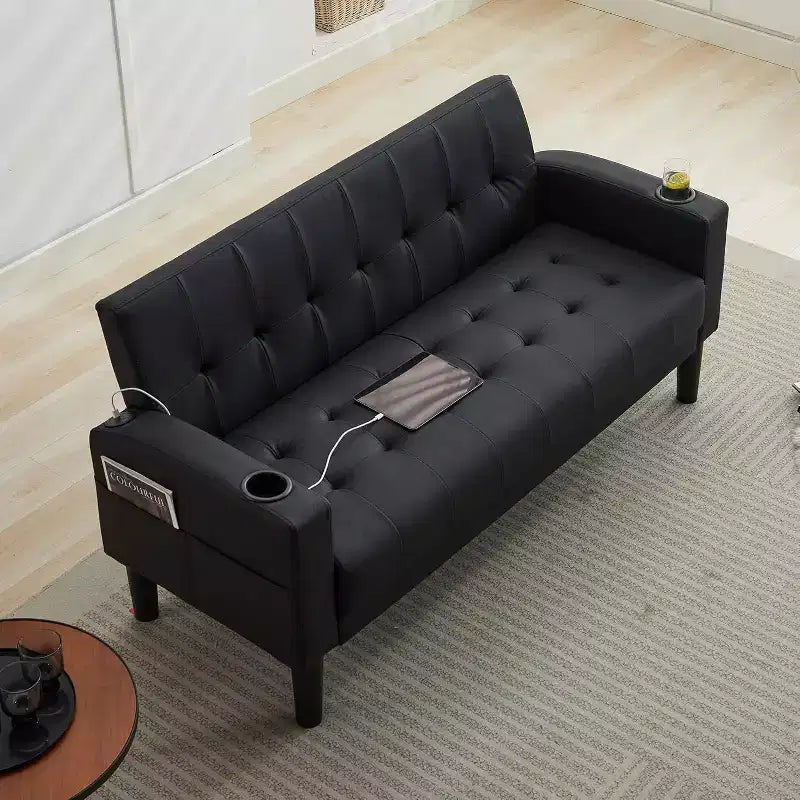 TYBOATLE 2-Piece Sofa Couch, Modern Linen Upholstered Sofa, 2-Piece Set (Loveseat & Chair) Sofa with Deep Seats for Living Room,Black