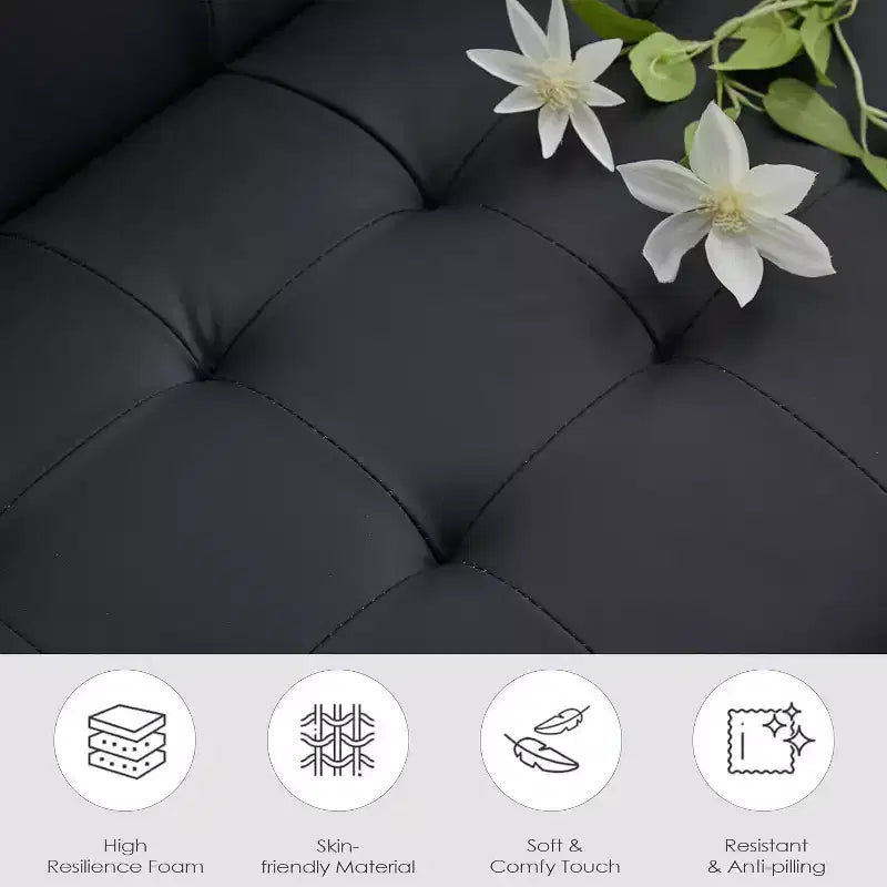 2 - Piece Sofa Couch , Modern Linen Upholstered Sofa , 2 - Piece Set (Loveseat & Chair) Sofa with Deep Seats for Living Room , Black