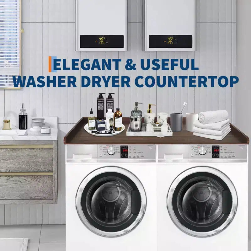 Washer Dryer Countertop , 54x27.5 Inches Waterproof Wood Laundry Topper - Edge Railing , Non - Slip for Laundry Room Organization
