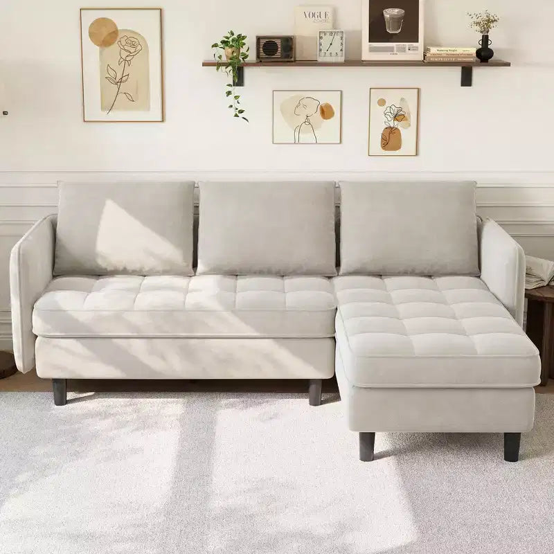 Modern Reversible 3 - Seat Sofa , Convertible Sectional Couch , L - Shaped Storage Sofa , Space - Saving for Living Room