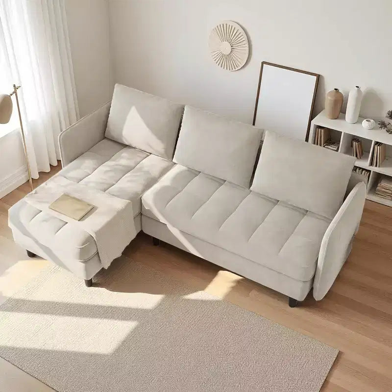 Modern Reversible 3-Seat Sofa, Convertible Sectional Couch, L-Shaped Storage Sofa, Space-Saving for Living Room