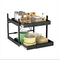 Kitchen Pull Out Drawers for Cabinets, 2-Tier Adjustable Slide Out Organizer, Under Cabinet Pots and Pans Storage Rack, Heavy-Duty Carbon Steel