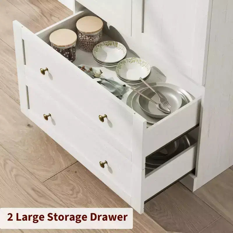 Kitchen Pantry , 72 High Arched Kitchen Pantry Cabinet , Wooden Multipurpose Country Style Cabinet with Drawers , Modern Farmhouse Style Cabinet
