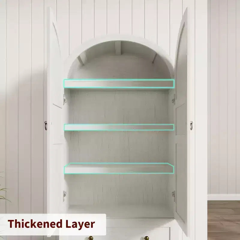 Kitchen Pantry , 72 High Arched Kitchen Pantry Cabinet , Wooden Multipurpose Country Style Cabinet with Drawers , Modern Farmhouse Style Cabinet
