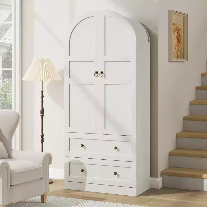 Kitchen Pantry , 72 High Arched Kitchen Pantry Cabinet , Wooden Multipurpose Country Style Cabinet with Drawers , Modern Farmhouse Style Cabinet