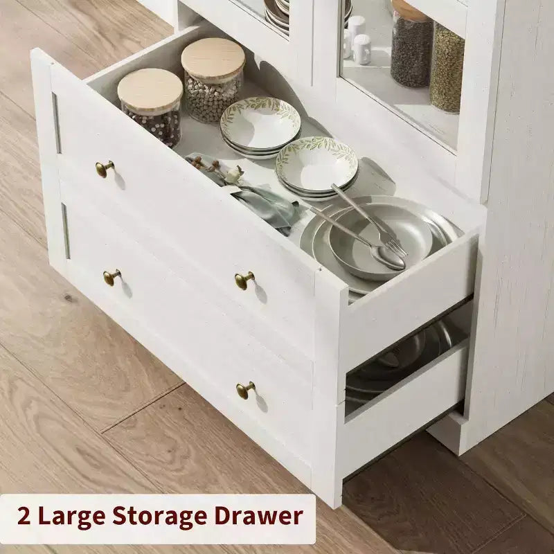 Kitchen Pantry , 72 High Arched Kitchen Pantry Cabinet , Wooden Multipurpose Country Style Cabinet with Drawers , Modern Farmhouse Style Cabinet