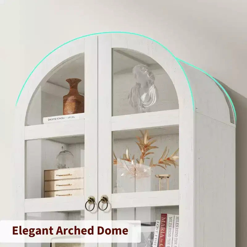 Kitchen Pantry , 72 High Arched Kitchen Pantry Cabinet , Wooden Multipurpose Country Style Cabinet with Drawers , Modern Farmhouse Style Cabinet