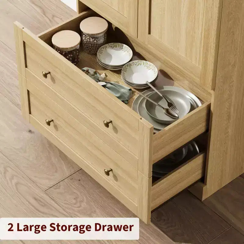 Kitchen Pantry , 72 High Arched Kitchen Pantry Cabinet , Wooden Multipurpose Country Style Cabinet with Drawers , Modern Farmhouse Style Cabinet