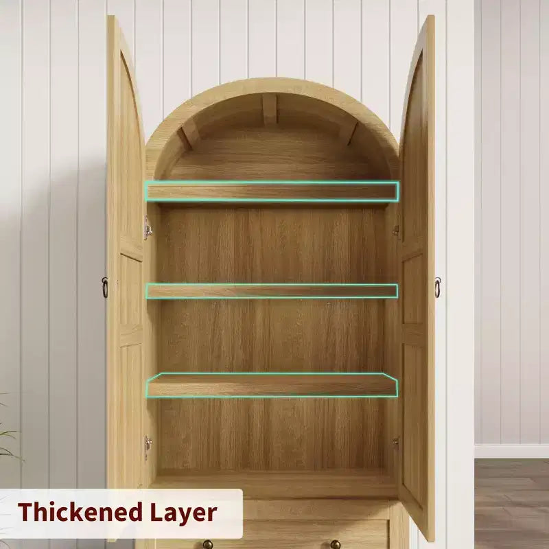 Kitchen Pantry , 72 High Arched Kitchen Pantry Cabinet , Wooden Multipurpose Country Style Cabinet with Drawers , Modern Farmhouse Style Cabinet