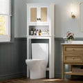 Over The Toilet Storage Cabinet, Farmhouse Over Toilet Bathroom Organizer, Freestanding Wood Above Toilet Storage Cabinet with Adjustable Shelf