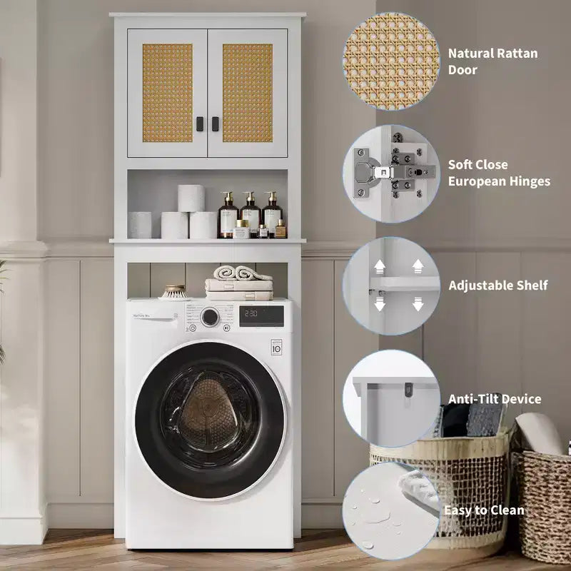 Over The Toilet Storage Cabinet , Farmhouse Over Toilet Bathroom Organizer , Freestanding Wood Above Toilet Storage Cabinet with Adjustable Shelf