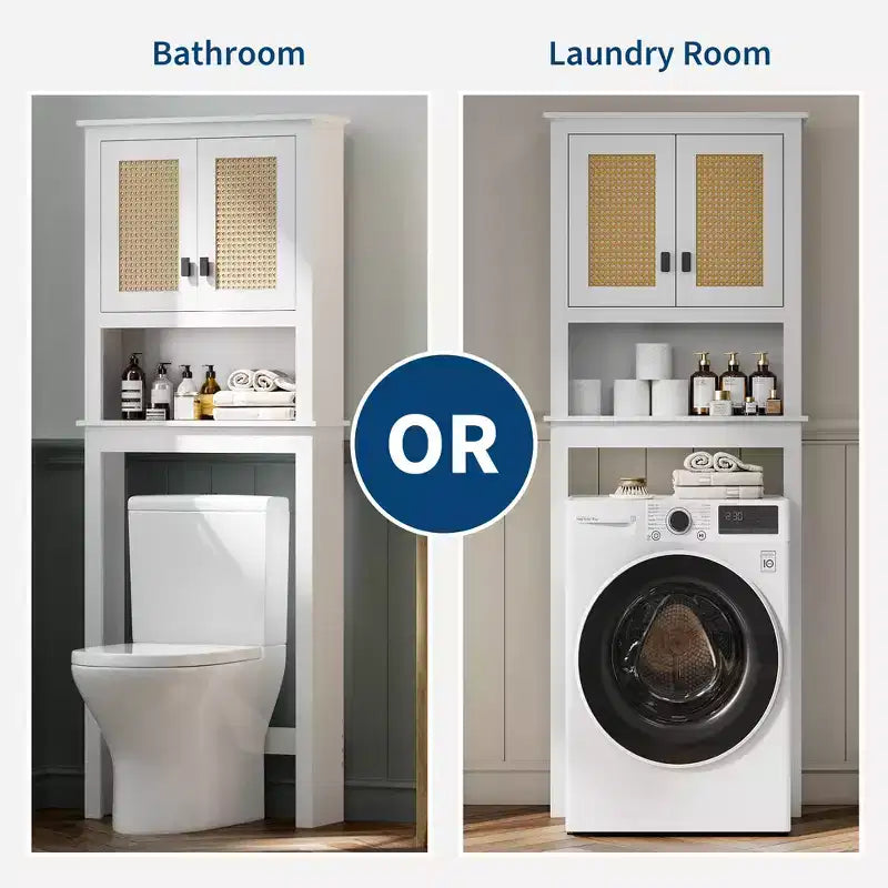 Over The Toilet Storage Cabinet , Farmhouse Over Toilet Bathroom Organizer , Freestanding Wood Above Toilet Storage Cabinet with Adjustable Shelf
