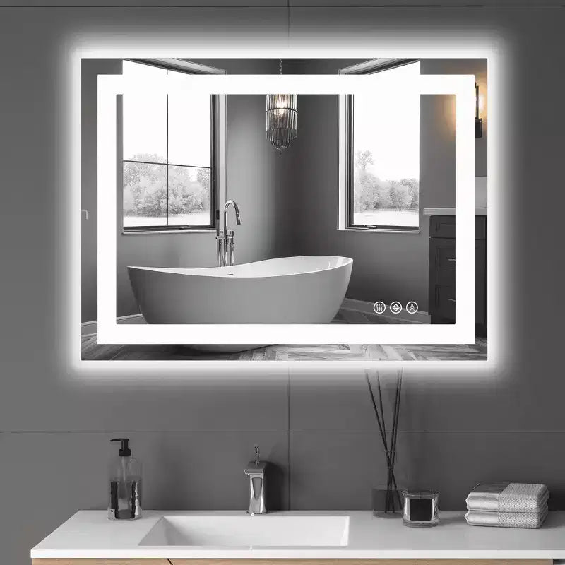 Anti fog Bathroom Mirror with Dual Source and Three Modes
