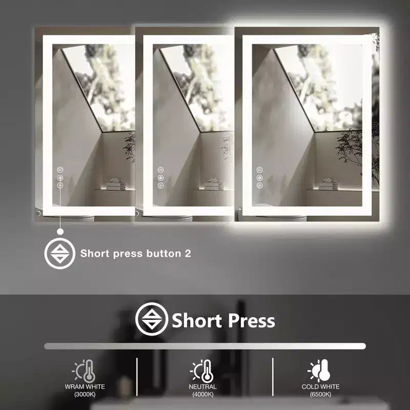 Anti fog Bathroom Mirror with Dual Source and Three Modes