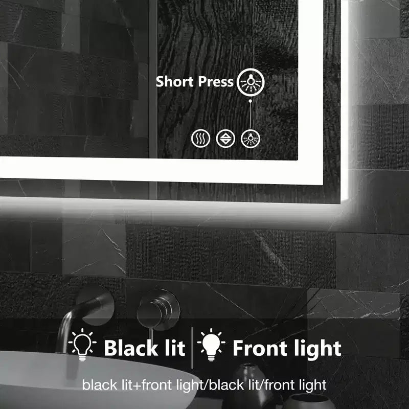Anti fog Bathroom Mirror with Dual Source and Three Modes