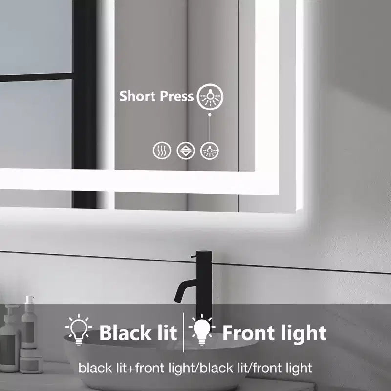 Anti fog Bathroom Mirror with Dual Source and Three Modes