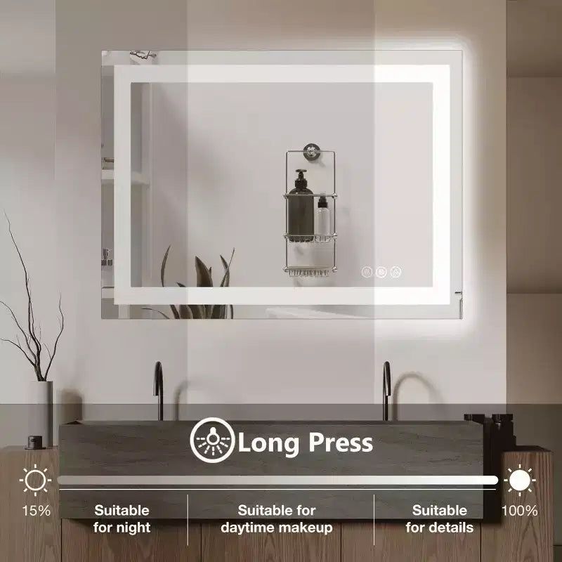 Anti fog Bathroom Mirror with Dual Source and Three Modes