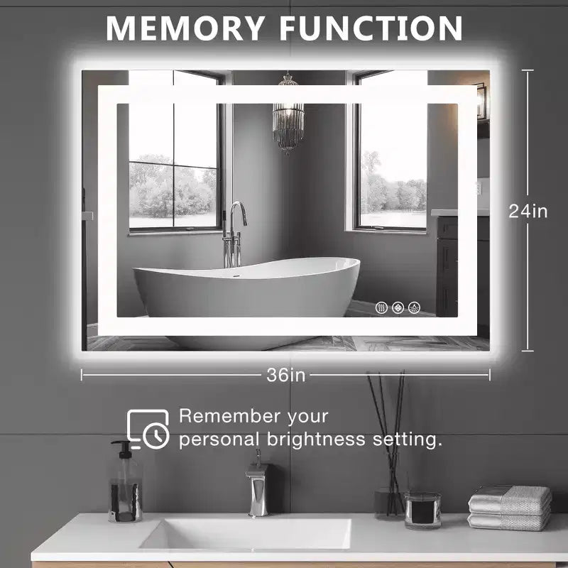 Anti fog Bathroom Mirror with Dual Source and Three Modes