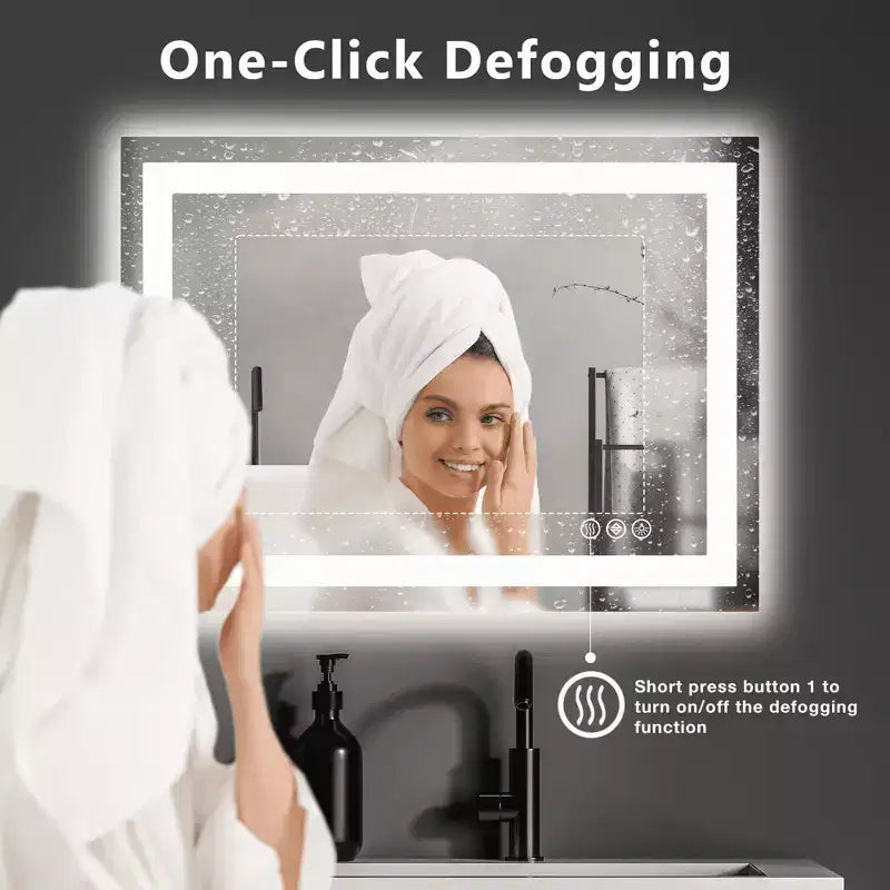 Anti fog Bathroom Mirror with Dual Source and Three Modes