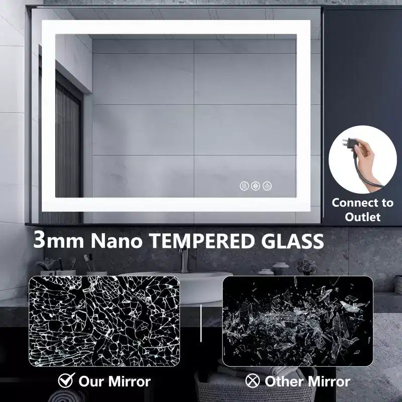 Anti fog Bathroom Mirror with Dual Source and Three Modes