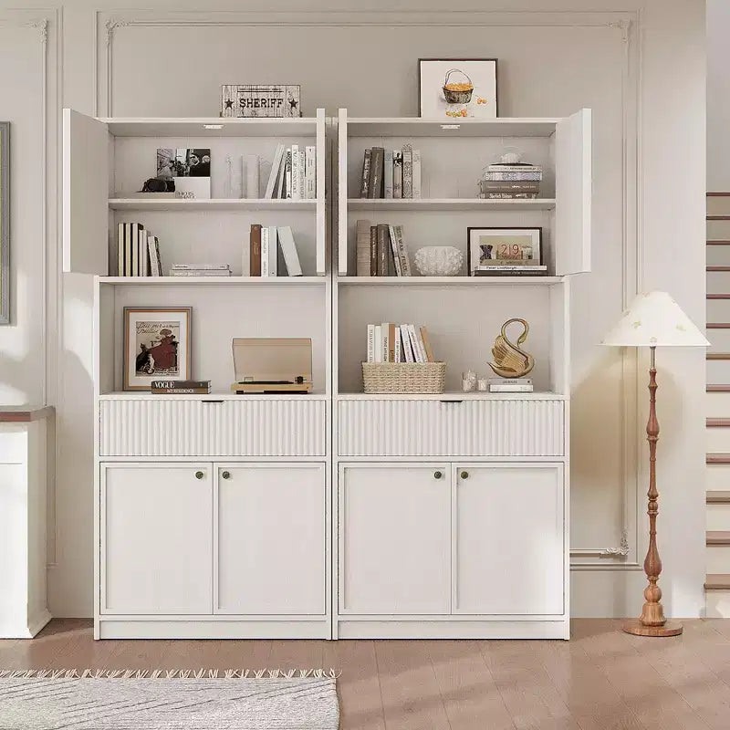 Tall Kitchen Pantry Cabinet , 70 Pantry Storage Cabinet with Countertop , Fluted Kitchen Hutch Cabinets with Doors and Drawer , Freestanding Cupboard