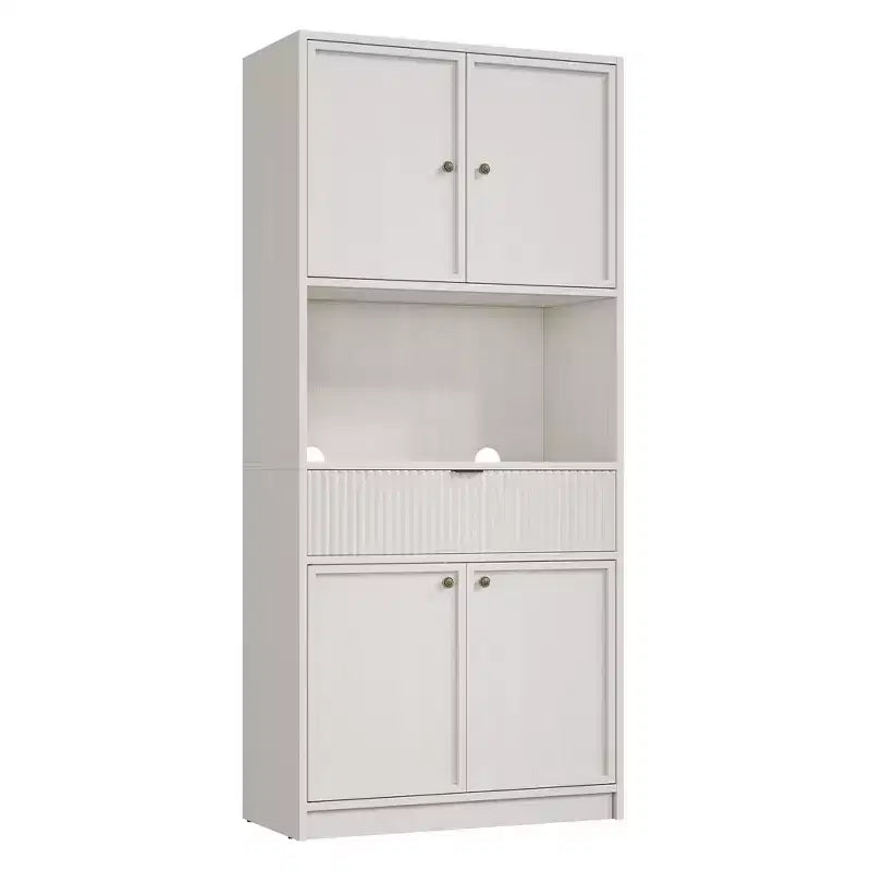 Tall Kitchen Pantry Cabinet , 70 Pantry Storage Cabinet with Countertop , Fluted Kitchen Hutch Cabinets with Doors and Drawer , Freestanding Cupboard