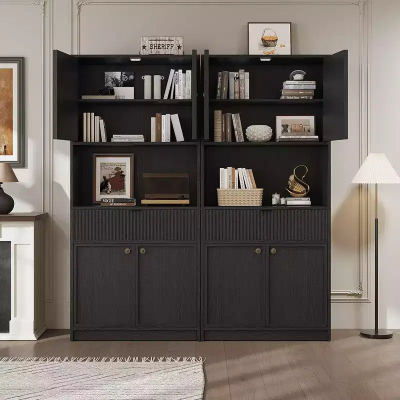 Tall Kitchen Pantry Cabinet , 70 Pantry Storage Cabinet with Countertop , Fluted Kitchen Hutch Cabinets with Doors and Drawer , Freestanding Cupboard