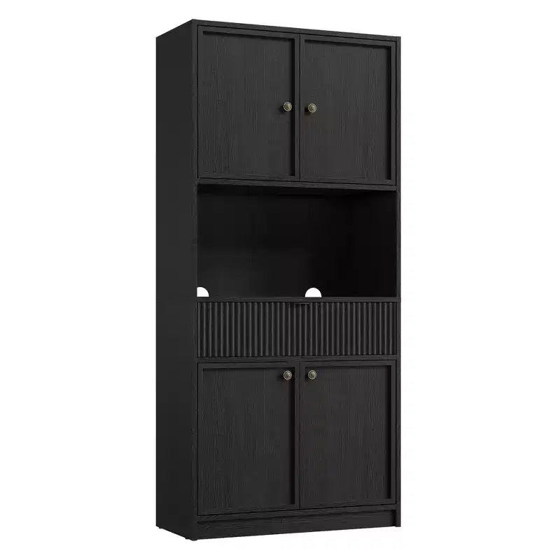 Tall Kitchen Pantry Cabinet , 70 Pantry Storage Cabinet with Countertop , Fluted Kitchen Hutch Cabinets with Doors and Drawer , Freestanding Cupboard