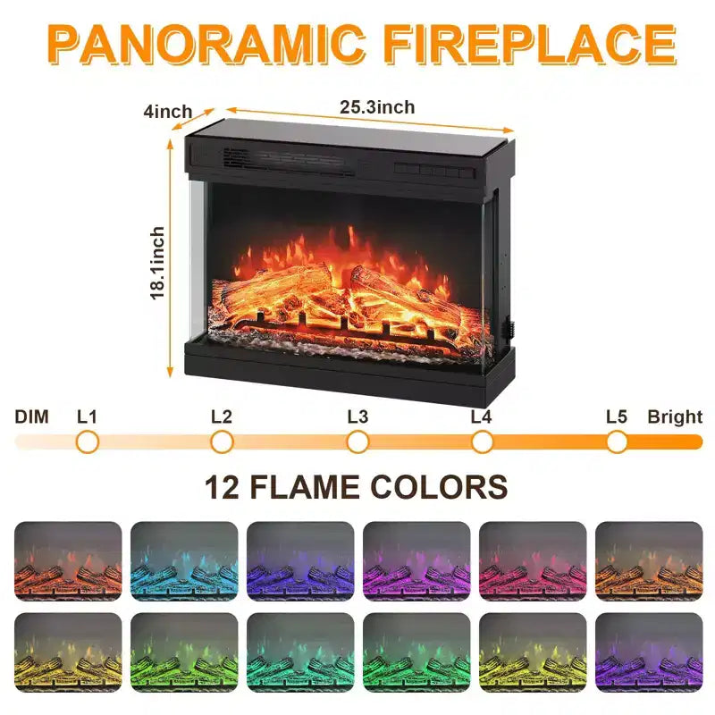 59 in 3 Sided Glass Fireplace TV Stand for TVs Up to 65 Rustic Media Console with LED Lights Glass Door Storage Distressed White Entertainment Center