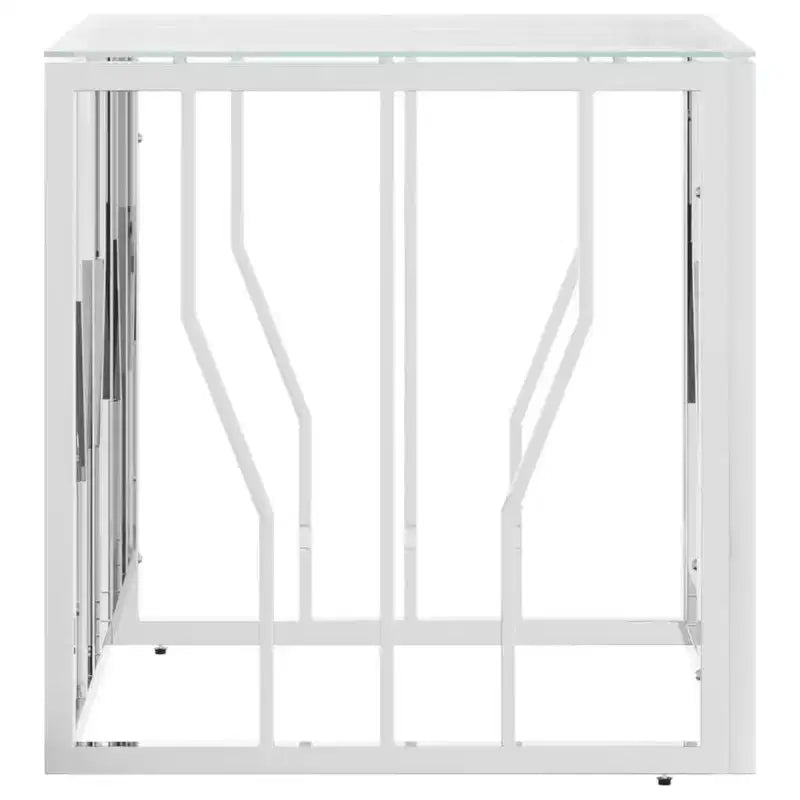 Coffee Table Silver , Marble Stainless Steel , Tempered Glass Medium - Silver Glass