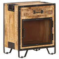 vidaXL Bedside Cabinet 16.9x11.8x20.1 Solid Rough Mango Wood - Durable, Industrial Style, Bedroom Nightstand, Brown & Black, Ample Storage