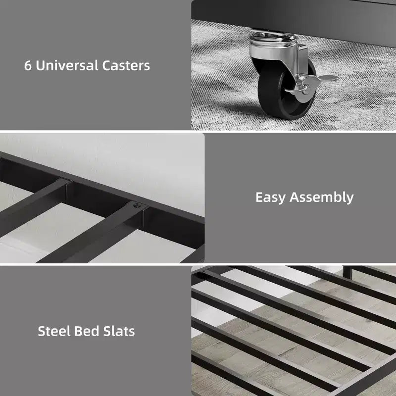 Daybed with Trundle Sofa Bed , Twin Size Metal Day Bed with Floral Headboard , Modern Metal Sofa Bed Frame with Pull - Out Trundle , Heavy Duty Steel Slats