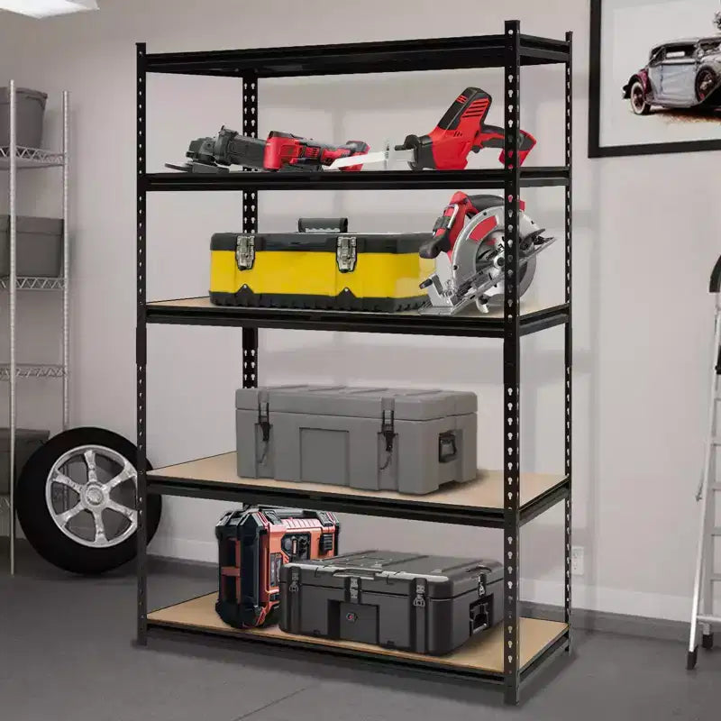 Heavy Duty Garage Shelving Units , 5 - Tier Adjustable Storage Shelves , 60x24x72in , Loads 3000 LBSS , Adjustable Garage Storage Shelving