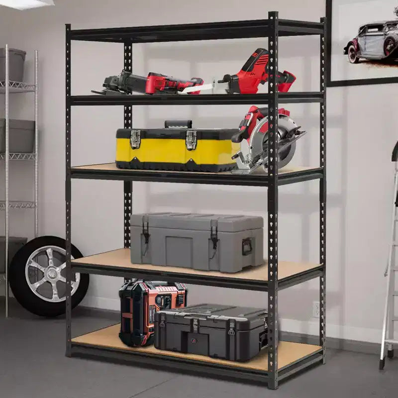 Heavy Duty Garage Shelving Units , 5 - Tier Adjustable Storage Shelves , 60x24x72in , Loads 3000 LBSS , Adjustable Garage Storage Shelving