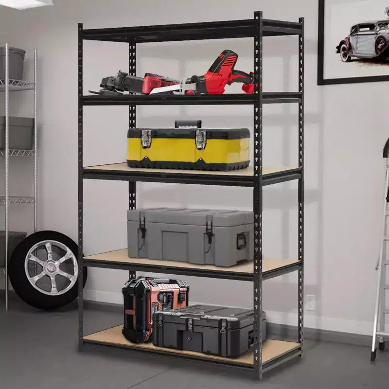Heavy Duty Garage Shelving Units , 5 - Tier Adjustable Storage Shelves , 60x24x72in , Loads 3000 LBSS , Adjustable Garage Storage Shelving