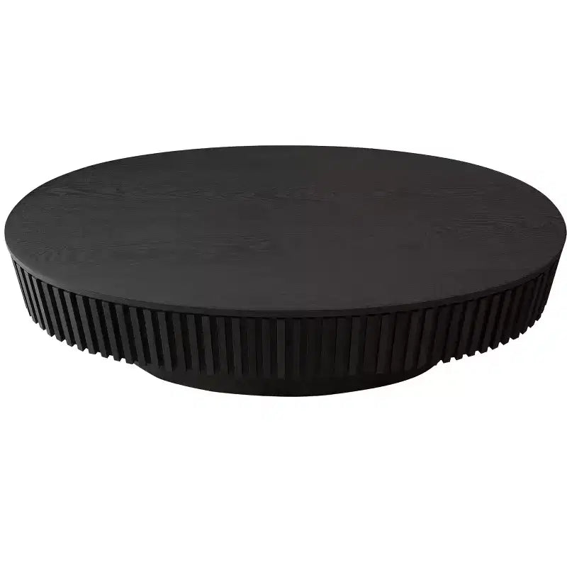 Oval Coffee Table with Storage , Modern Wood Center Table for Living Room , Black