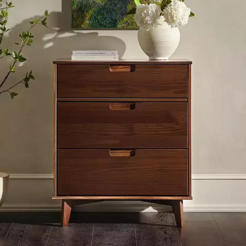 Mid - Century Modern Wood 3 - Drawer Dresser - Walker Edison