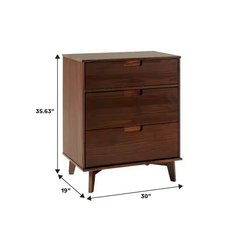 Mid - Century Modern Wood 3 - Drawer Dresser - Walker Edison