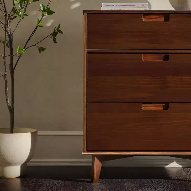 Mid - Century Modern Wood 3 - Drawer Dresser - Walker Edison