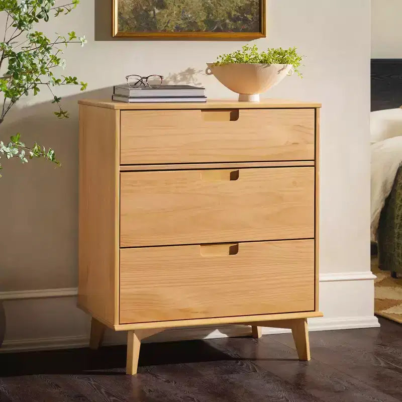 Mid - Century Modern Wood 3 - Drawer Dresser - Walker Edison