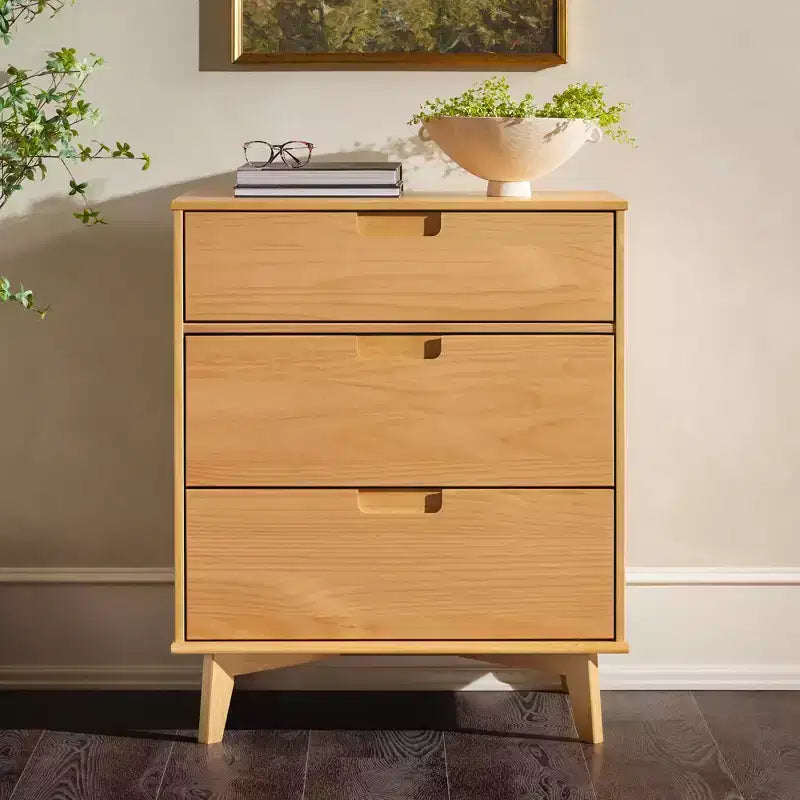 Mid - Century Modern Wood 3 - Drawer Dresser - Walker Edison