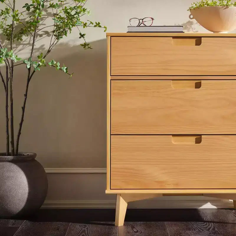 Mid - Century Modern Wood 3 - Drawer Dresser - Walker Edison