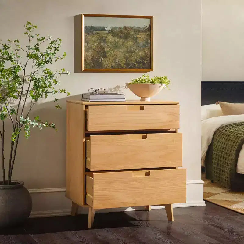 Mid - Century Modern Wood 3 - Drawer Dresser - Walker Edison