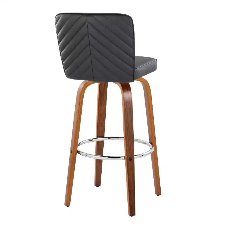 Set of 2 Henry Barstools Walnut Wood / Black PU / Chrome Metal