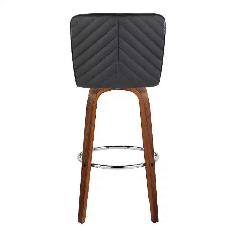 Set of 2 Henry Barstools Walnut Wood / Black PU / Chrome Metal