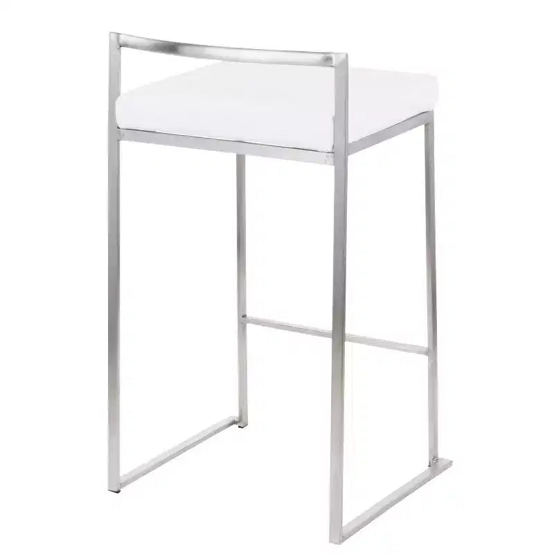 Set of 3 Fuji Stacker Counter Height Barstools Stainless Steel / White