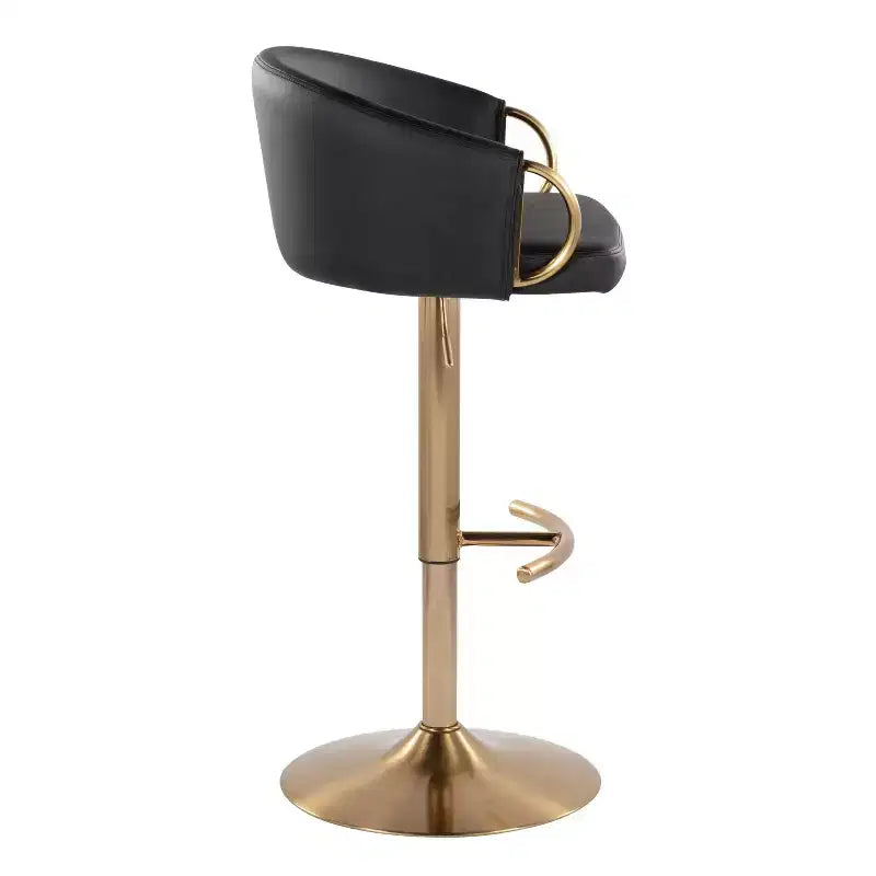 Set of 2 Claire Adjustable Barstools Gold / Black PU