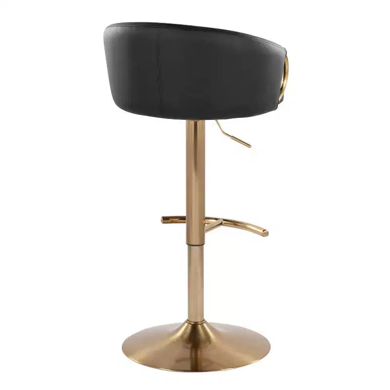Set of 2 Claire Adjustable Barstools Gold / Black PU