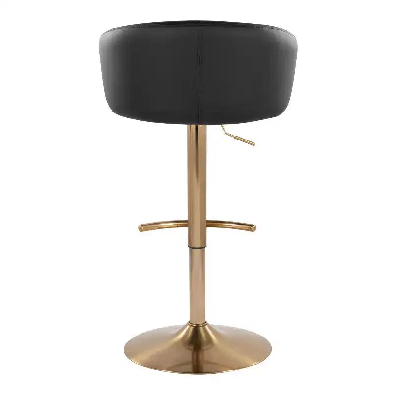 Set of 2 Claire Adjustable Barstools Gold / Black PU