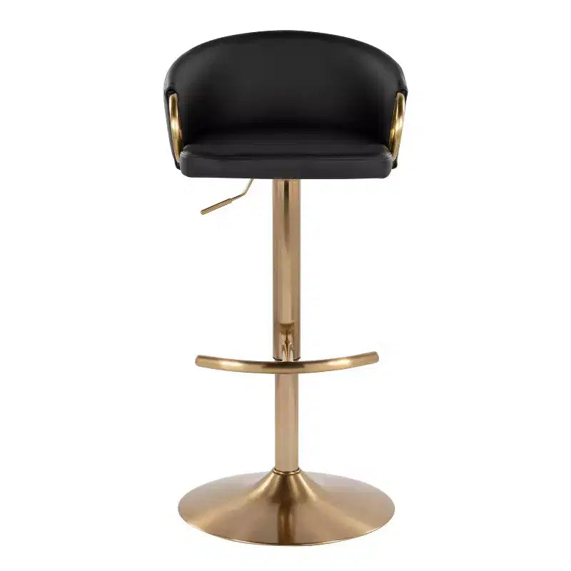 Set of 2 Claire Adjustable Barstools Gold / Black PU